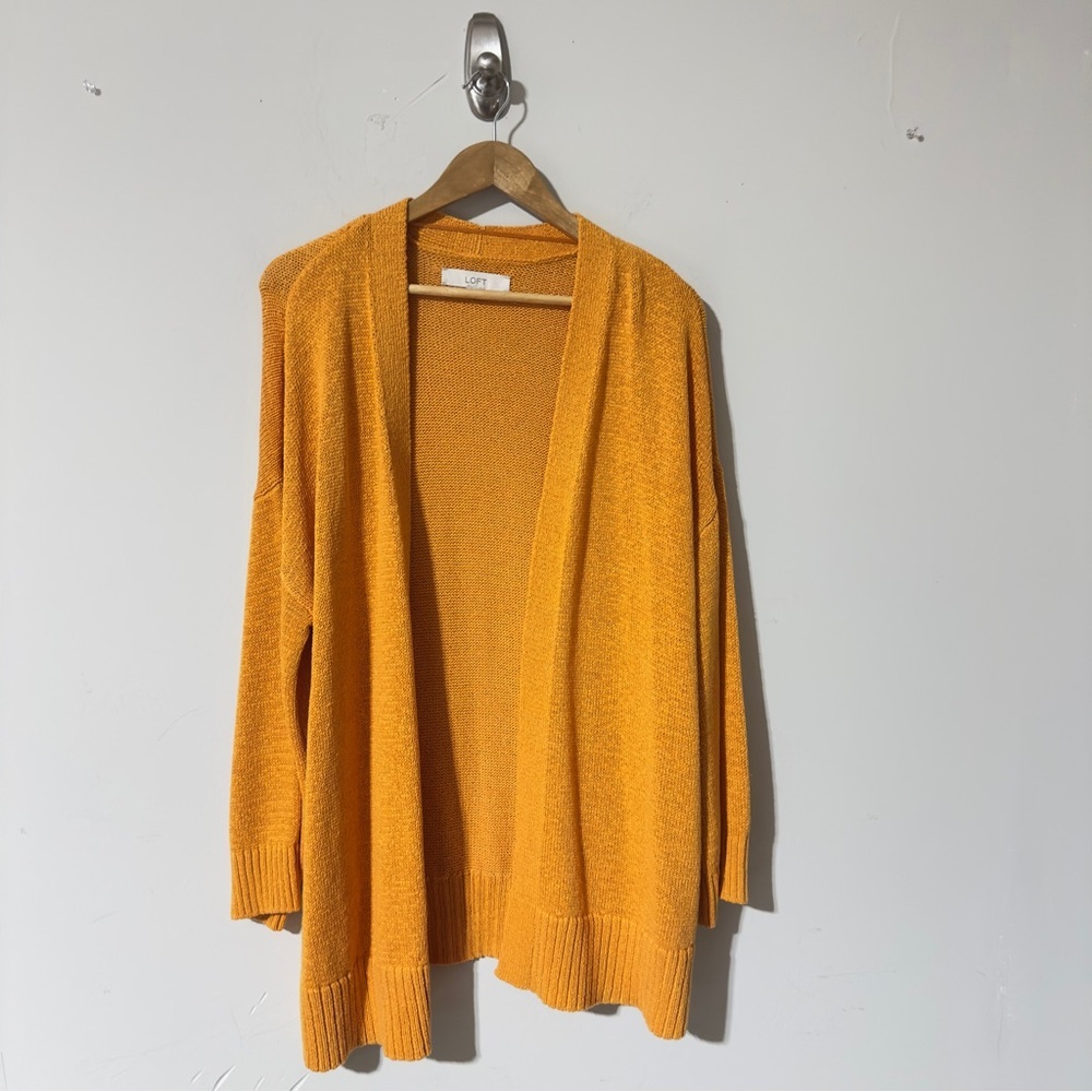 👉 LOFT Mustard Yellow Open-Front Longline Cardigan, Size XL